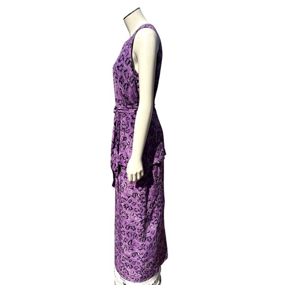 All Silk Vintage Dress by Spencer Jeremy 8 Purple Abstract Print Maxi Cocktail - Picture 3 of 11